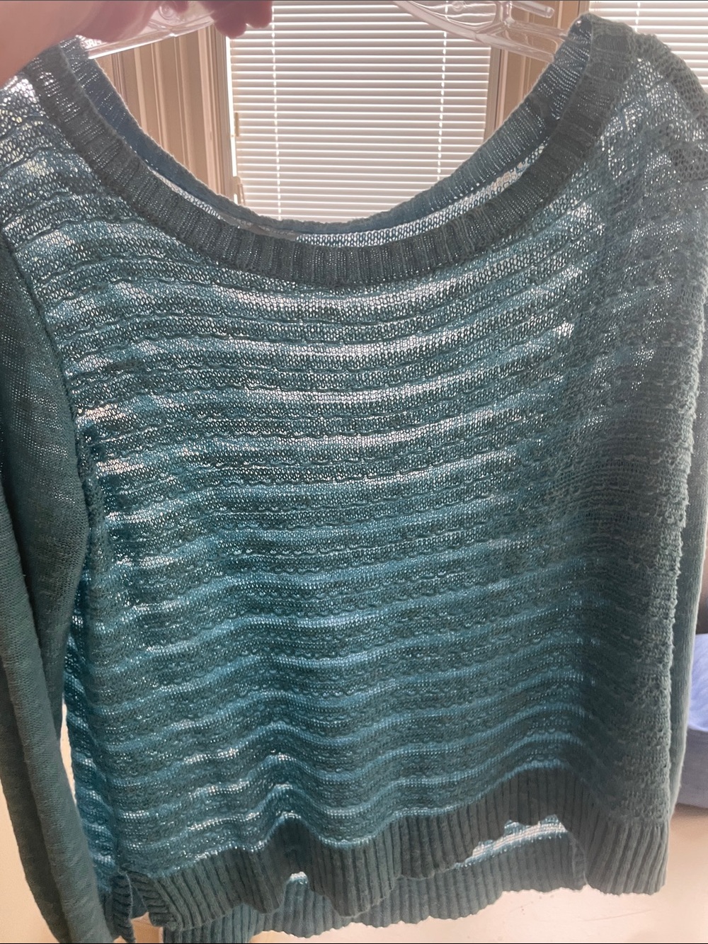 Eileen Fisher Lightweight Teal Open-Knit Women's Sweater